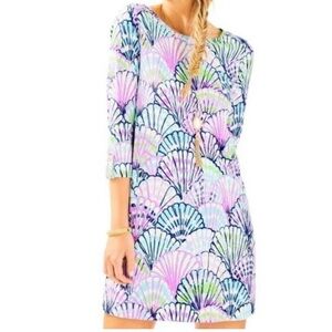 Lilly Pulitzer Dress Shells XS Linden Oh Shello Serene Blue Shift Beachy Summer